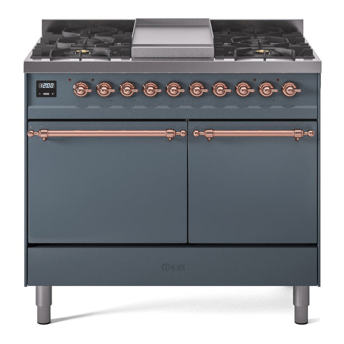 ILVE Nostalgie II 40" Dual Fuel Range with 6 Sealed Burners + Griddle Solid Door - UPD40FQNMP