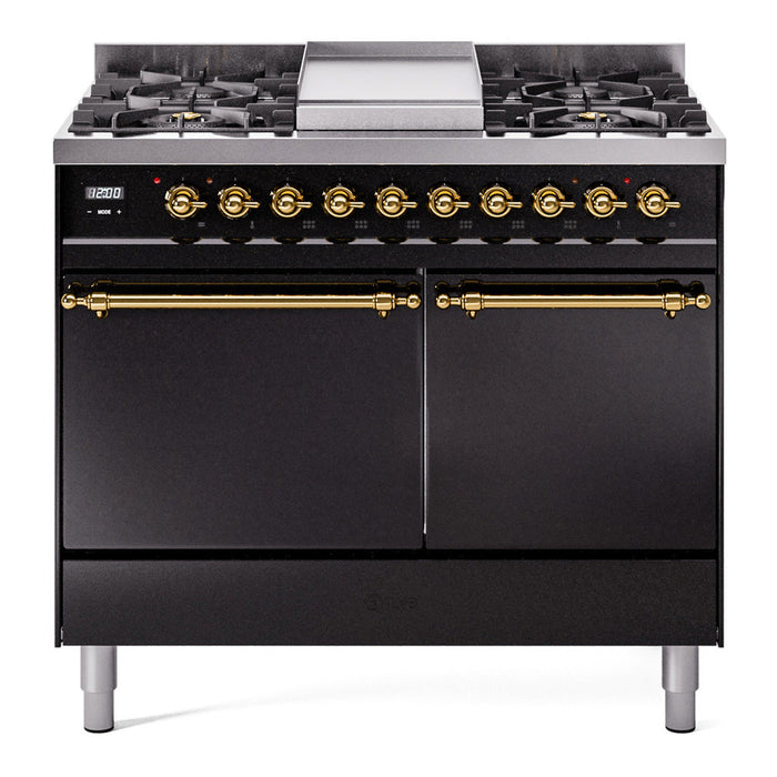 ILVE Nostalgie II 40" Dual Fuel Range with 6 Sealed Burners + Griddle Solid Door - UPD40FQNMP