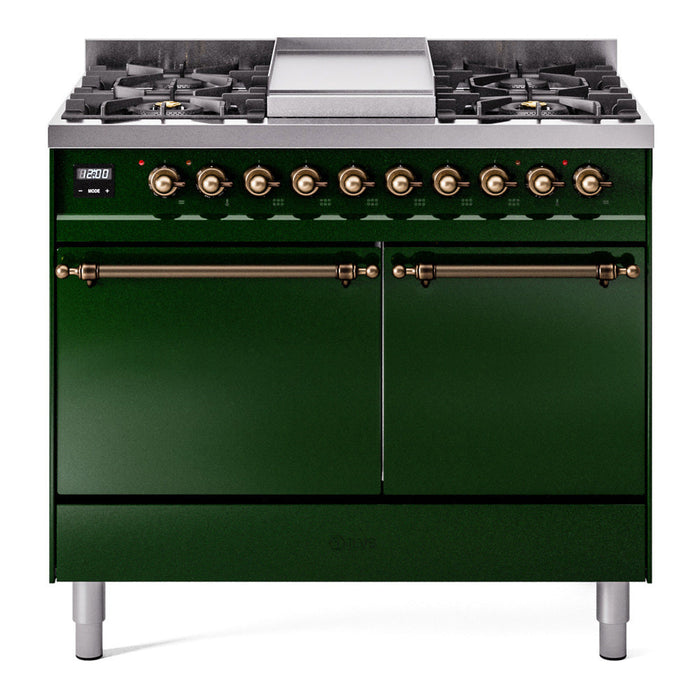 ILVE Nostalgie II 40" Dual Fuel Range with 6 Sealed Burners + Griddle Solid Door - UPD40FQNMP