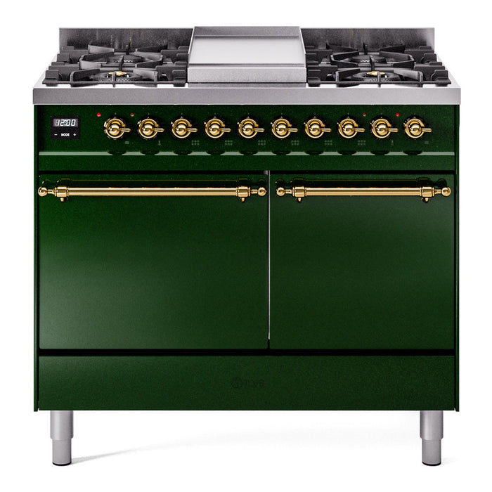 ILVE Nostalgie II 40" Dual Fuel Range with 6 Sealed Burners + Griddle Solid Door - UPD40FQNMP