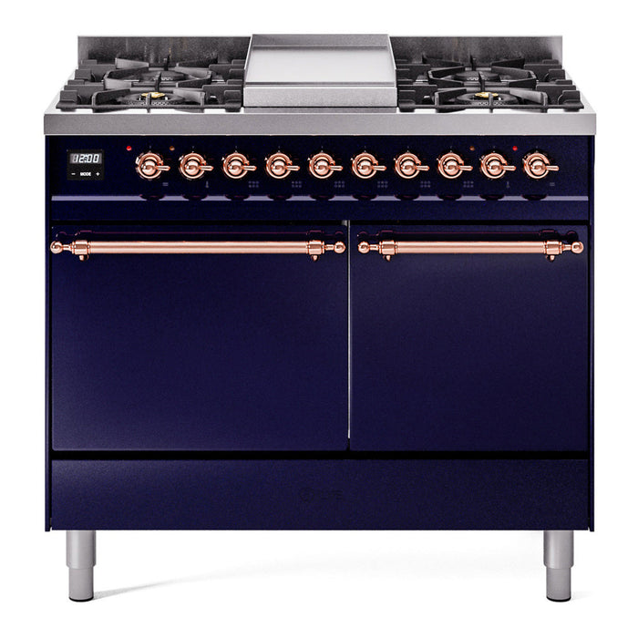 ILVE Nostalgie II 40" Dual Fuel Range with 6 Sealed Burners + Griddle Solid Door - UPD40FQNMP