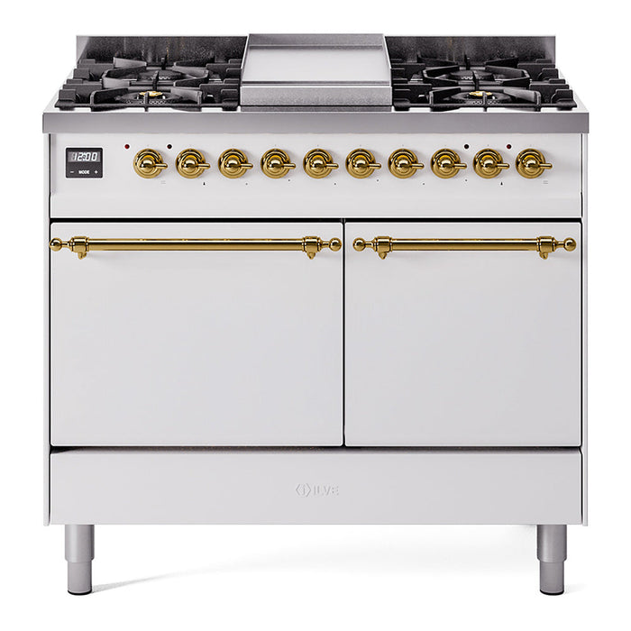 ILVE Nostalgie II 40" Dual Fuel Range with 6 Sealed Burners + Griddle Solid Door - UPD40FQNMP