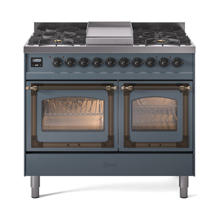 ILVE Nostalgie II Noblesse 40" Dual Fuel Range with 9 Sealed Burners + Griddle, Triple Glass Door - UND40FNMP