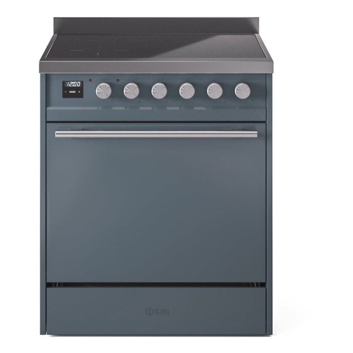 ILVE Professional Plus II 30" Electric Range with 4 Induction Elements Solid Door with Stainless Steel knobs - UPI304QMP