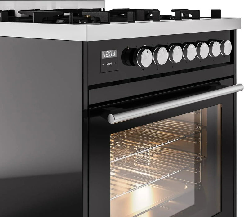 ILVE 30" Professional Plus II Dual Fuel Range with 5 Sealed Burners, Triple Glass Door - UP30WMP