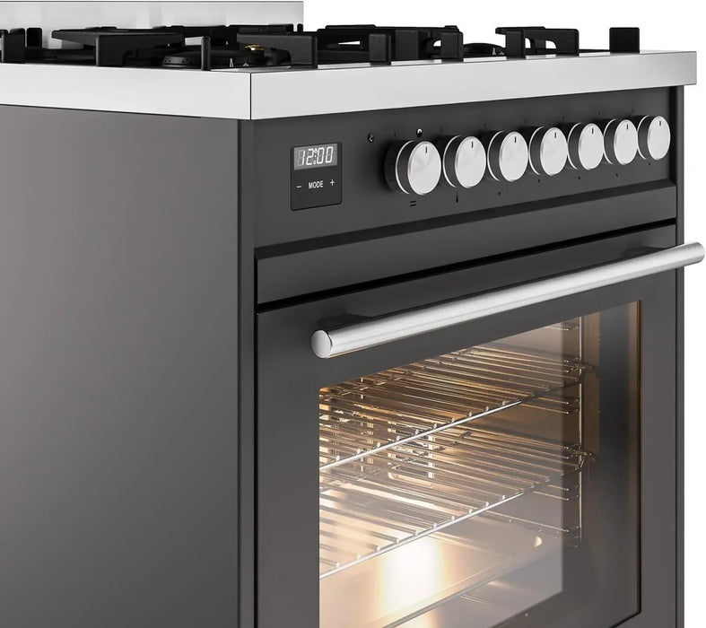 ILVE 30" Professional Plus II Dual Fuel Range with 5 Sealed Burners, Triple Glass Door - UP30WMP