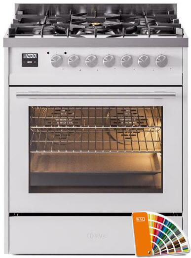 ILVE 30" Professional Plus II Dual Fuel Range with 5 Sealed Burners, Triple Glass Door - UP30WMP