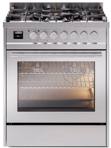 ILVE 30" Professional Plus II Dual Fuel Range with 5 Sealed Burners, Triple Glass Door - UP30WMP