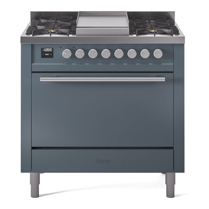 ILVE Professional Plus II 36" Dual Fuel Range 6 Sealed Burners with Solid Door - UP36FQMP