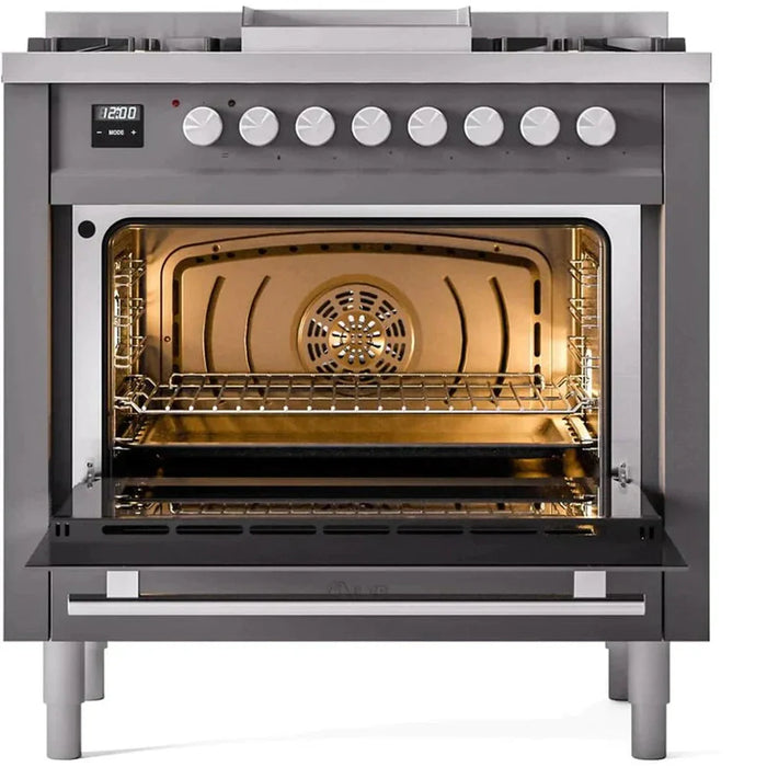 ILVE 36" Professional Plus II Dual Fuel Range with 6 Sealed Burner - UP36FWMP