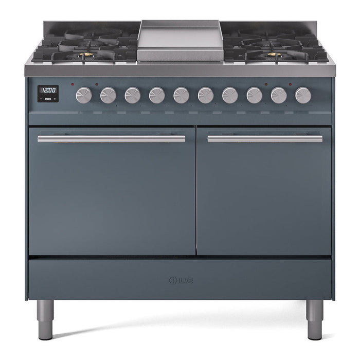 ILVE Professional Plus II 40" Dual Fuel Range with 6 Sealed Burners + Griddle Solid Door - UPD40FQMP