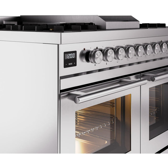 ILVE 40" Professional Plus II Dual Fuel Range with 6 Sealed Burners + Griddle, Triple Glass Door - UPD40FWMP