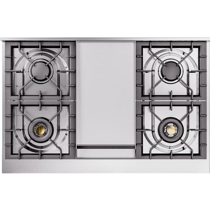 ILVE 40" Professional Plus II Dual Fuel Range with 6 Sealed Burners + Griddle, Triple Glass Door - UPD40FWMP