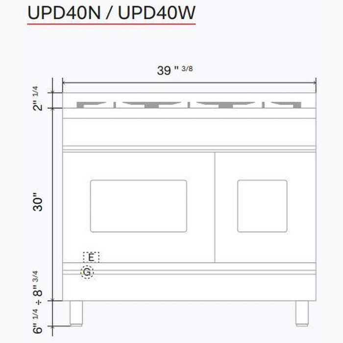 ILVE 40" Professional Plus II Dual Fuel Range with 6 Sealed Burners + Griddle, Triple Glass Door - UPD40FWMP