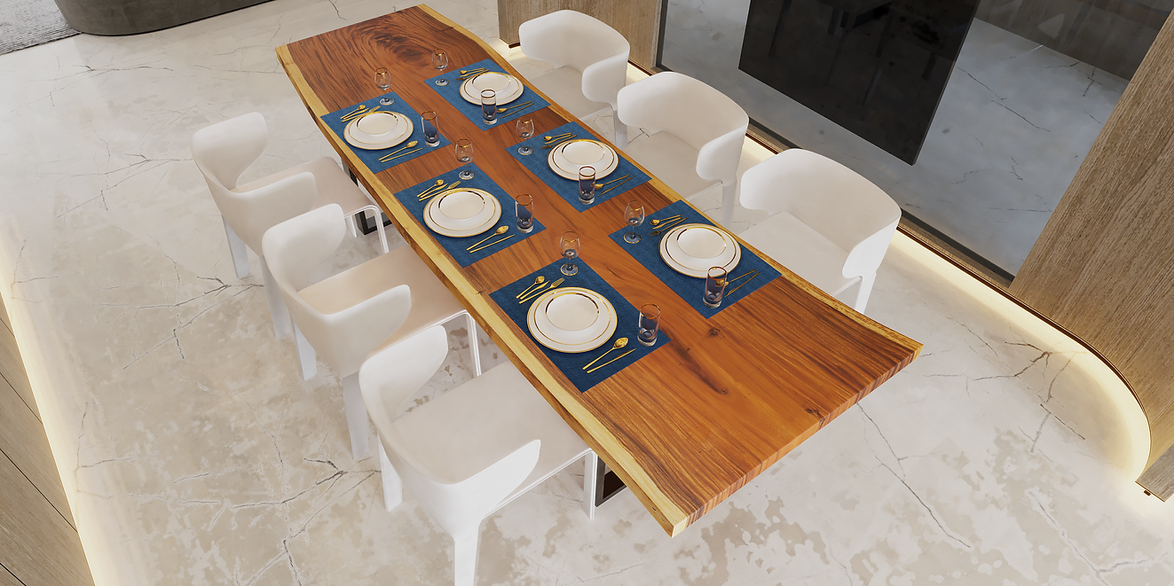 12ft -16 ft Long Conference Room Live edge Acacia Wood Dining Table With Black U -Shaped Legs