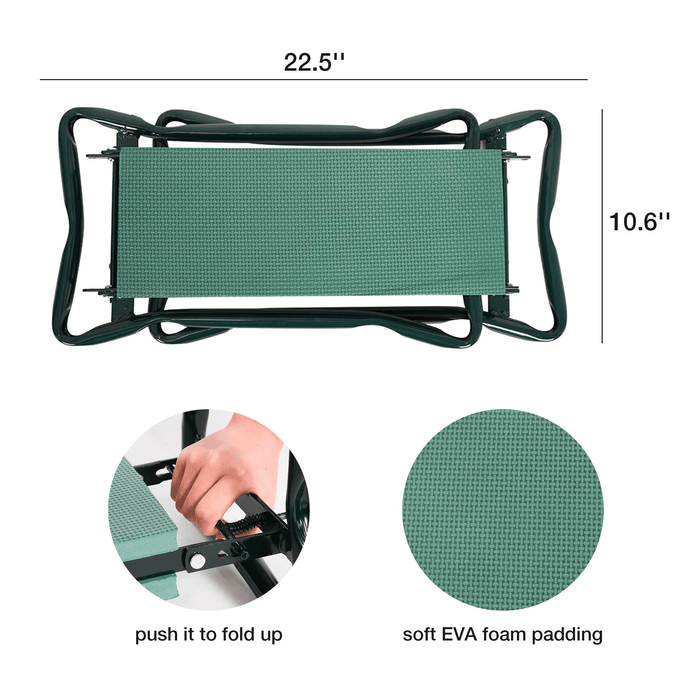 Folding Garden Kneeler Heavy Duty Garden Stools Bench and Seat w/ 2 Tool Pouches