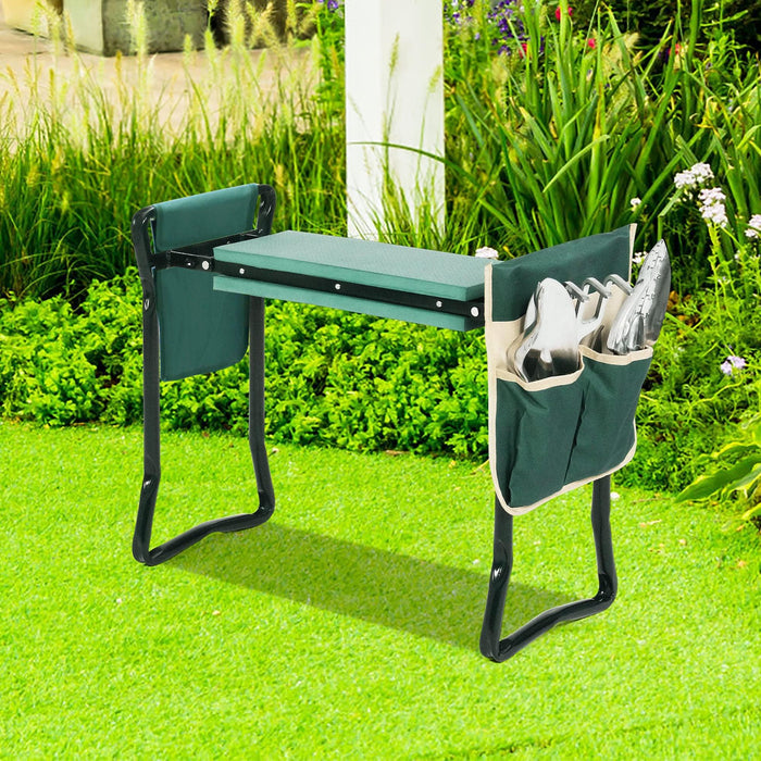 Folding Garden Kneeler Heavy Duty Garden Stools Bench and Seat w/ 2 Tool Pouches