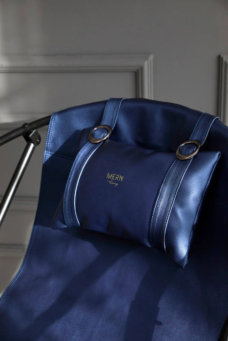 Faux Leather Folding Chair Metal Frame Indigo
