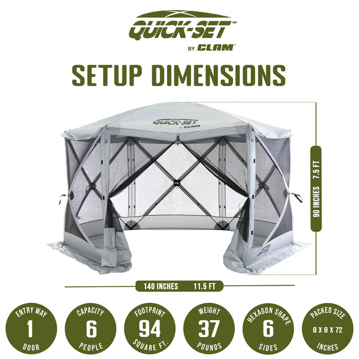 CLAM Quick-Set Escape 11.5 x 11.5 Ft Portable Outdoor Camping Shelter, Gray