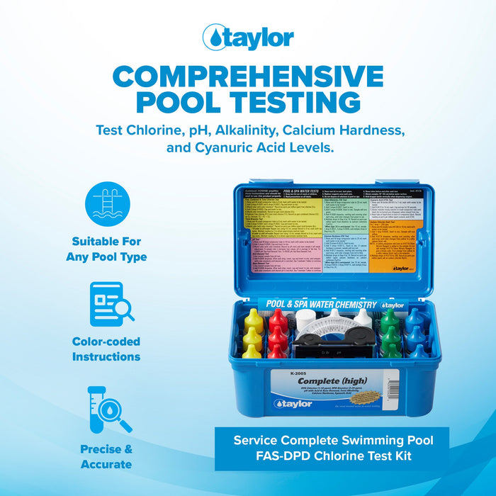 Taylor K-2006C Service Complete Swimming Pool Spa FAS-DPD Chlorine Test Kit