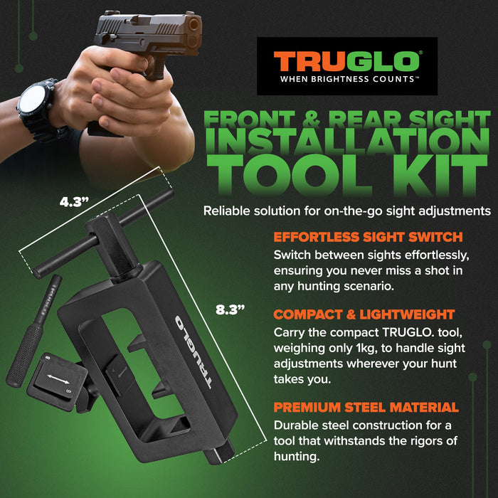 TruGlo Front and Rear Sight Installation Tool Kit Set for Pistols, Black