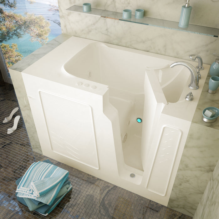 MediTub Walk-In 29 x 52 Right Drain Biscuit Whirlpool Jetted Walk-In Bathtub