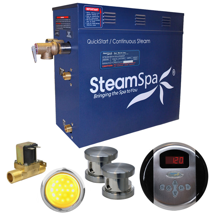 SteamSpa Indulgence 10.5 KW QuickStart Acu-Steam Bath Generator Package with Built-in Auto Drain in Brushed Nickel