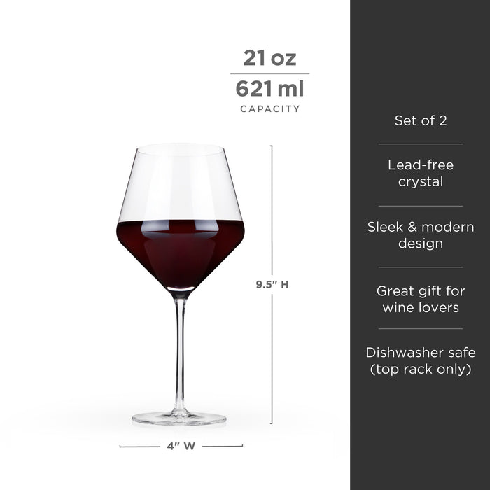 Raye Angled Crystal Burgundy Glasses Set of 2