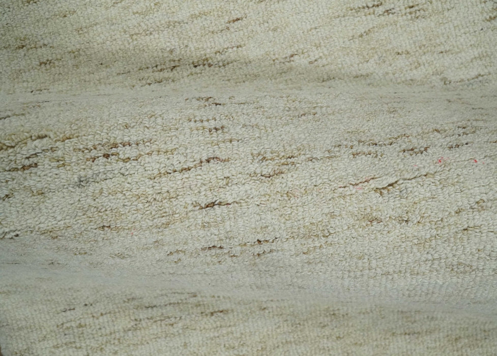 Beige and Brown Modern Abstract Hand Tufted Natural Wool Area Rug