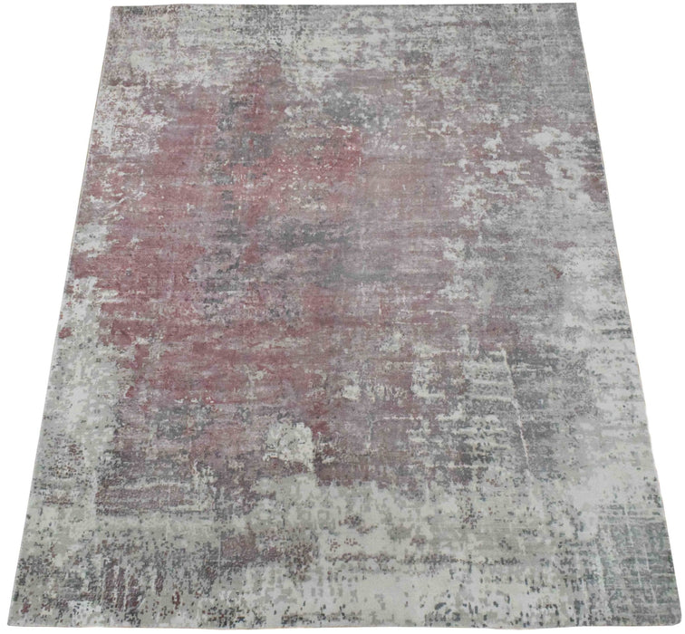Ivory and Red Handmade Area Rug Made With Fine Viscose | Loop Pile
