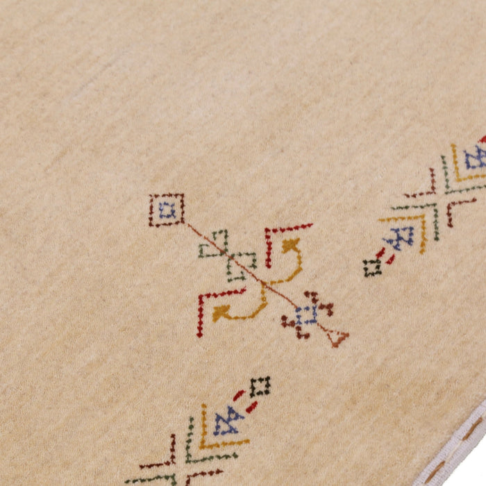Ivory Border Patterns Hand Loomed Wool Area Rug