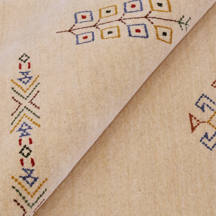 Ivory Border Patterns Hand Loomed Wool Area Rug