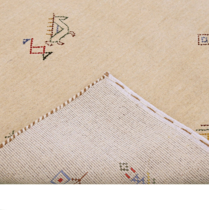 Ivory Border Patterns Hand Loomed Wool Area Rug