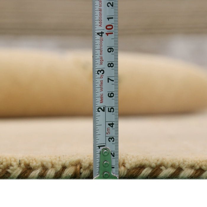 Ivory Border Patterns Hand Loomed Wool Area Rug