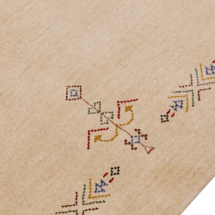 Ivory Border Patterns Hand Loomed Wool Area Rug