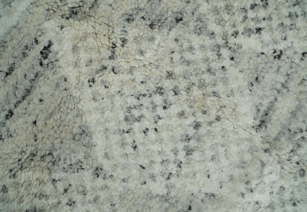 Ivory, Charcoal and Beige 8x10 hand knotted Geometrical wool Area rug