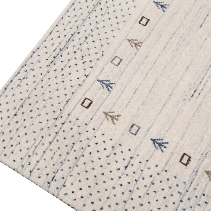 Ivory Contemporary Gabbeh Border Design Hand Loomed Wool Rug
