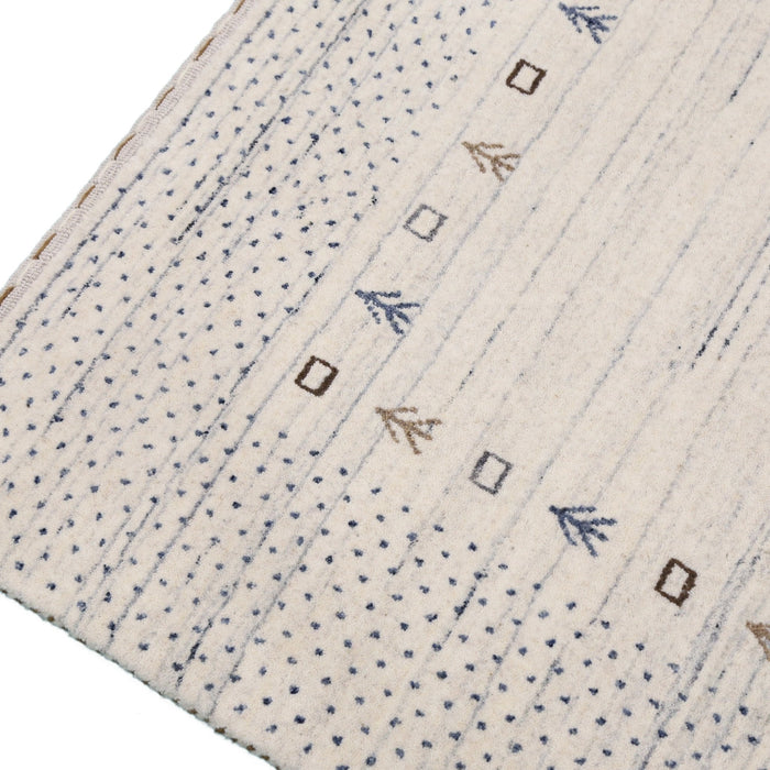 Ivory Contemporary Gabbeh Border Design Hand Loomed Wool Rug