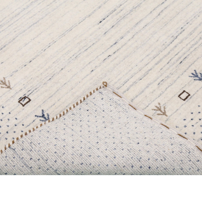 Ivory Contemporary Gabbeh Border Design Hand Loomed Wool Rug