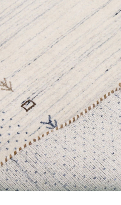 Ivory Contemporary Gabbeh Border Design Hand Loomed Wool Rug