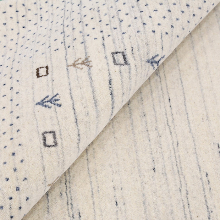 Ivory Contemporary Gabbeh Border Design Hand Loomed Wool Rug