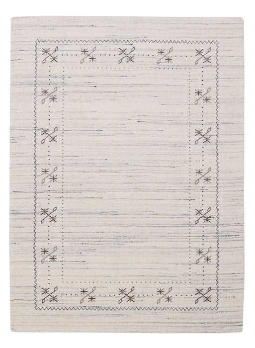 Ivory Gabbeh Border Design Hand Loomed Wool Rug
