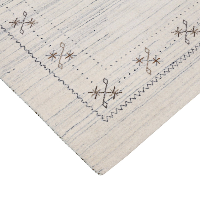 Ivory Gabbeh Border Design Hand Loomed Wool Rug