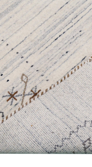 Ivory Gabbeh Border Design Hand Loomed Wool Rug