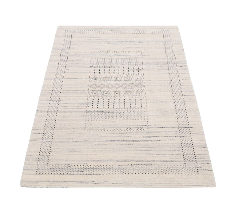 Ivory Gabbeh Design Hand Loomed Wool Area Rug