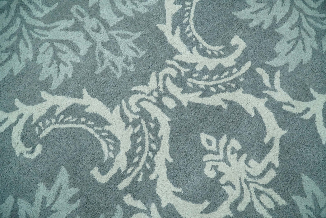Hand Tufted Ivory, Gray and Blue Contemporary Design Wool Area Rug
