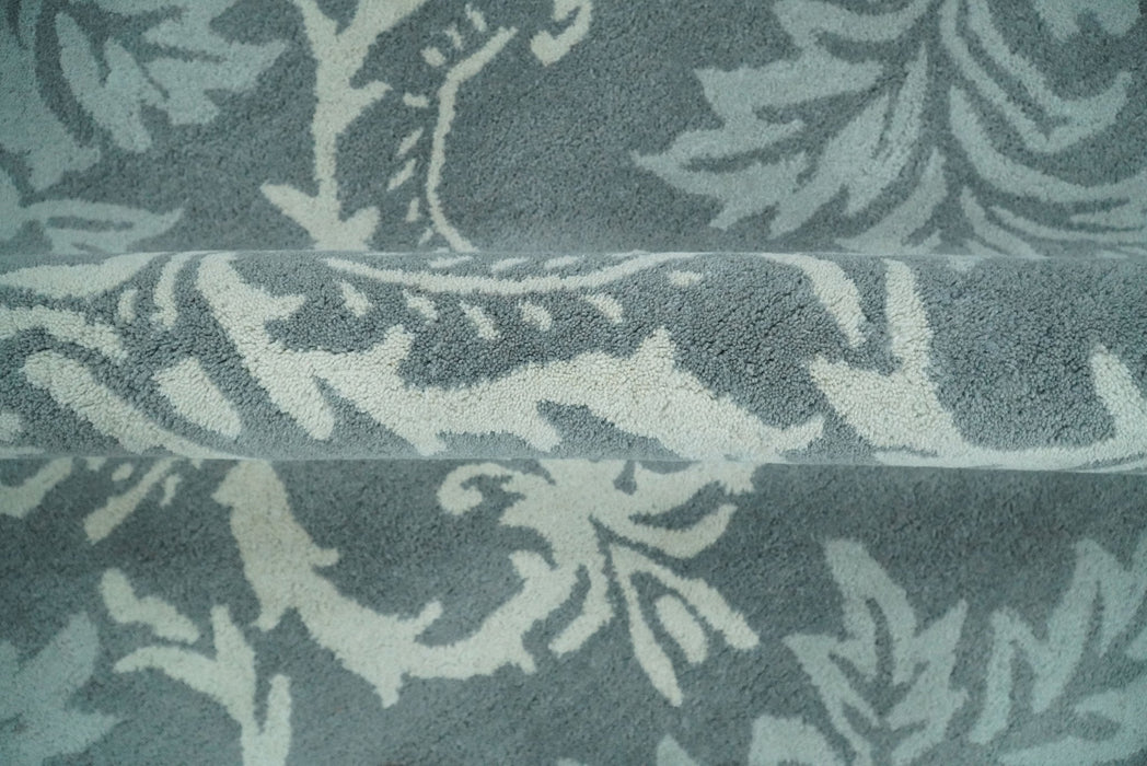 Hand Tufted Ivory, Gray and Blue Contemporary Design Wool Area Rug