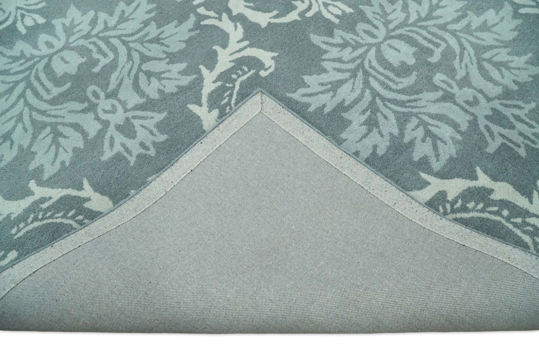 Hand Tufted Ivory, Gray and Blue Contemporary Design Wool Area Rug