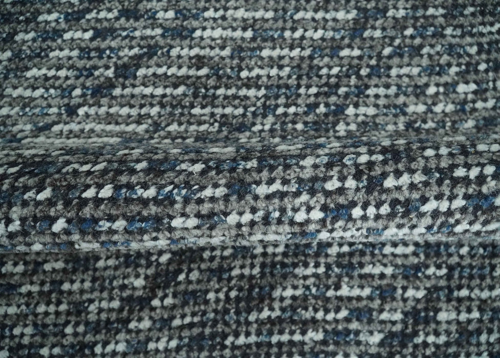 Ivory, Gray, Charcoal and Brown Antique Stripes Design Hand knotted 8x10 wool Area Rug
