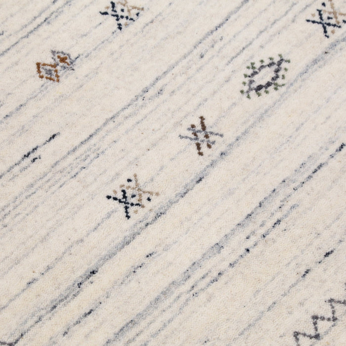Ivory Modern Tribals Design Hand Loomed Wool Area Rug